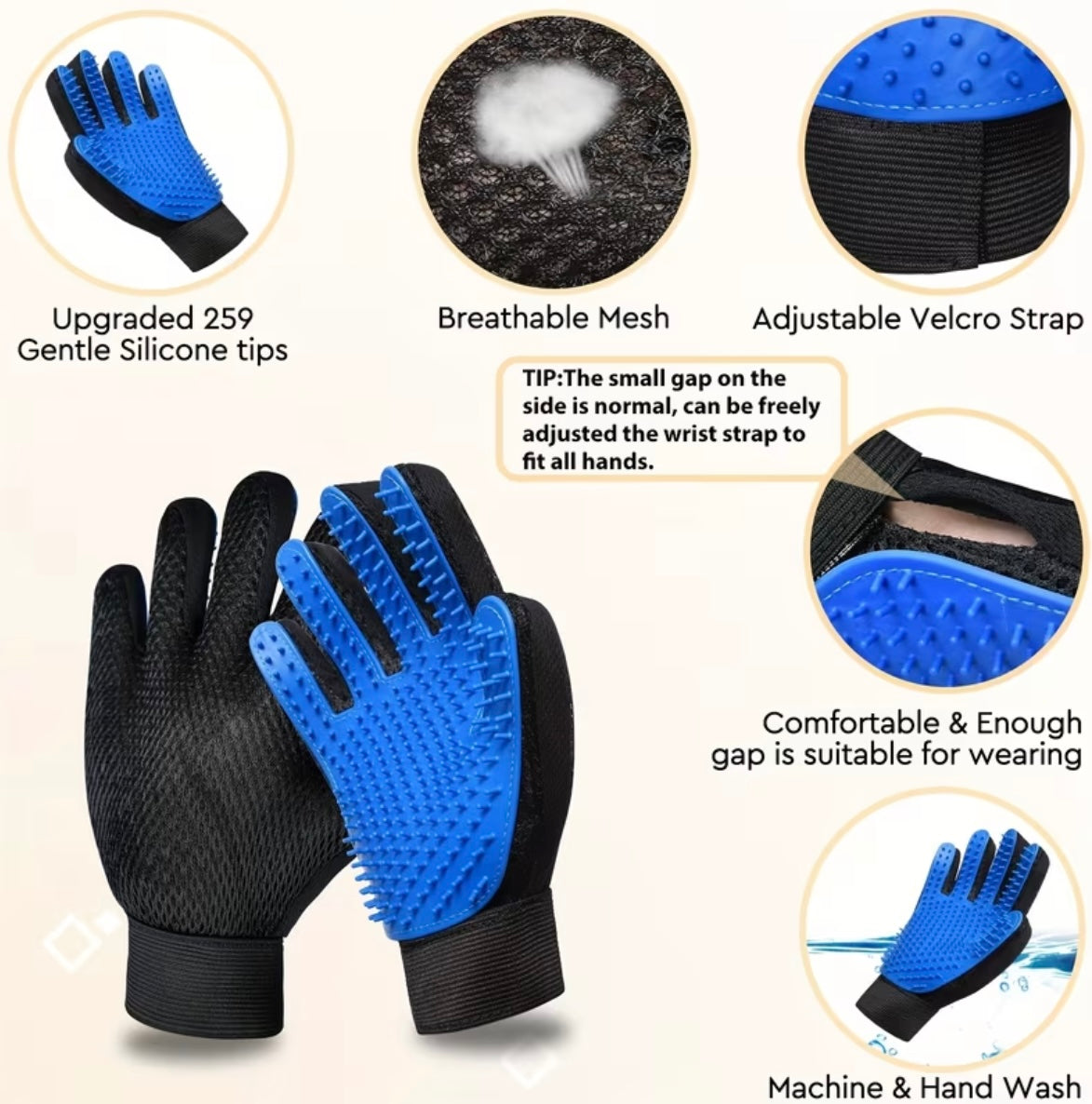 2 paires de Gants de Toilettage pour Animaux | Gants en Silicone pour Élimination des Poils et Massage pour Chats et Chiens, Désembrouilleur Manuel, Matériaux Sans Danger pour Animaux, Soins de Toilettage de Haute Qualité